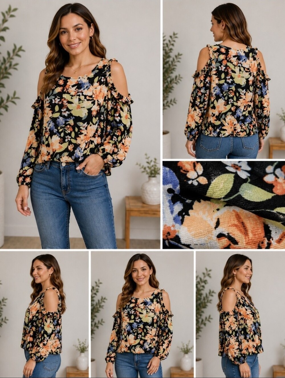 NWOT Lauren Conrad cold shoulder, long sleeve, lightweight, floral blouse Sz XS